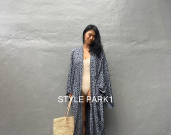 LKB108/Sexy Leopard Oversized length Long Kimono, Robe, Summer,Unisex Kimono,Tall Women’s,Vacations, Holiday Look