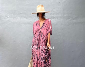 ABM08/Sexy Kaftankleid, Sommer-Kaftankleid für Damen, Boho-Kleider, Midikleid, Resortmode