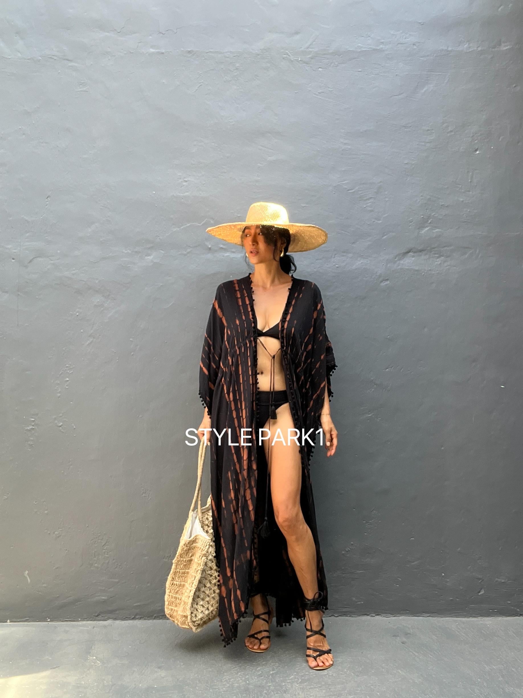 L-Peach Caftan Femme Broderie Plage Kimono Bohémien – Robe De Nuit Sarong Paréo Taille Unique