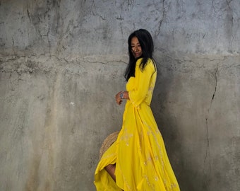 yellow bohemian dress