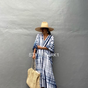 Kt45/indigo Blue long Kaftan Simple Dress Stylish Elegant - Etsy