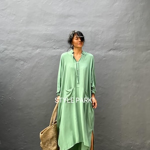JIML42/ロングシャツドレス、マキシドレス、ゆったりトップ、夏のレディースドレス、スタイリッシュ