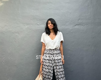 PYL70/Banana print Yoga Pants ,Long Trendy ,Boho Pants,Wide Leg,Beach Pants, Whole body,Airplane,Aladdin Gypsy