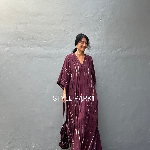 KT155/ Tie dyed ,Long Kaftan simple Dress, stylish, Elegant, Miami,lbiza,Holiday Dress,Evening dress,loose fit,Sharon