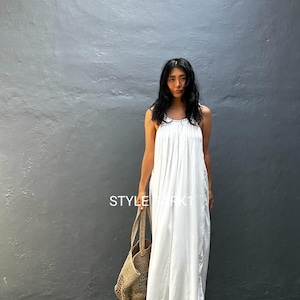 chinese dress ladies Rosetta Maxi Dress, in White Silky Crepe, Size: Small