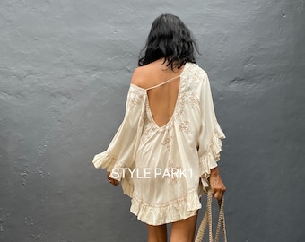 MH10/Boho beach dress ,resortwear , holiday , free size , summer dress ,swim cover up,Bikini cover up