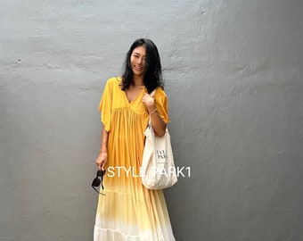 LV14/Maxi dress, Resort wear, Summer daily look, Boho dress,Simple,Home dress,Luna