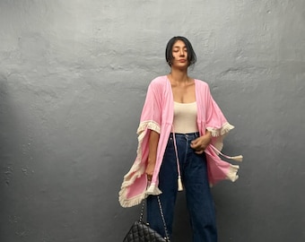 TTS13/ Tassel  kimono,Robe,Beach ,Bikini Cover Up,Bohemian Kimono