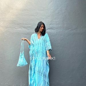 KT145/ Tie dyed ,Long Kaftan simple Dress, stylish, Elegant, Miami,lbiza,Holiday Dress,Evening dress,loose fit image 6