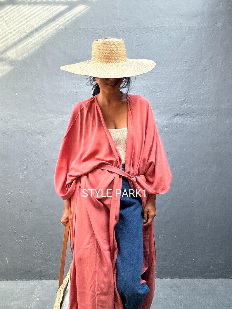 Straw Robe Ks190/kimono,vacation Look, Loose Fit Robe,beach Cover Up,swim Cover Up ...