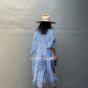 KTM80/Leopard Midi Kaftan vestido simple, elegante, Miami, lbiza, vestido de vacaciones, vestido de noche, ajuste suelto imagen 7