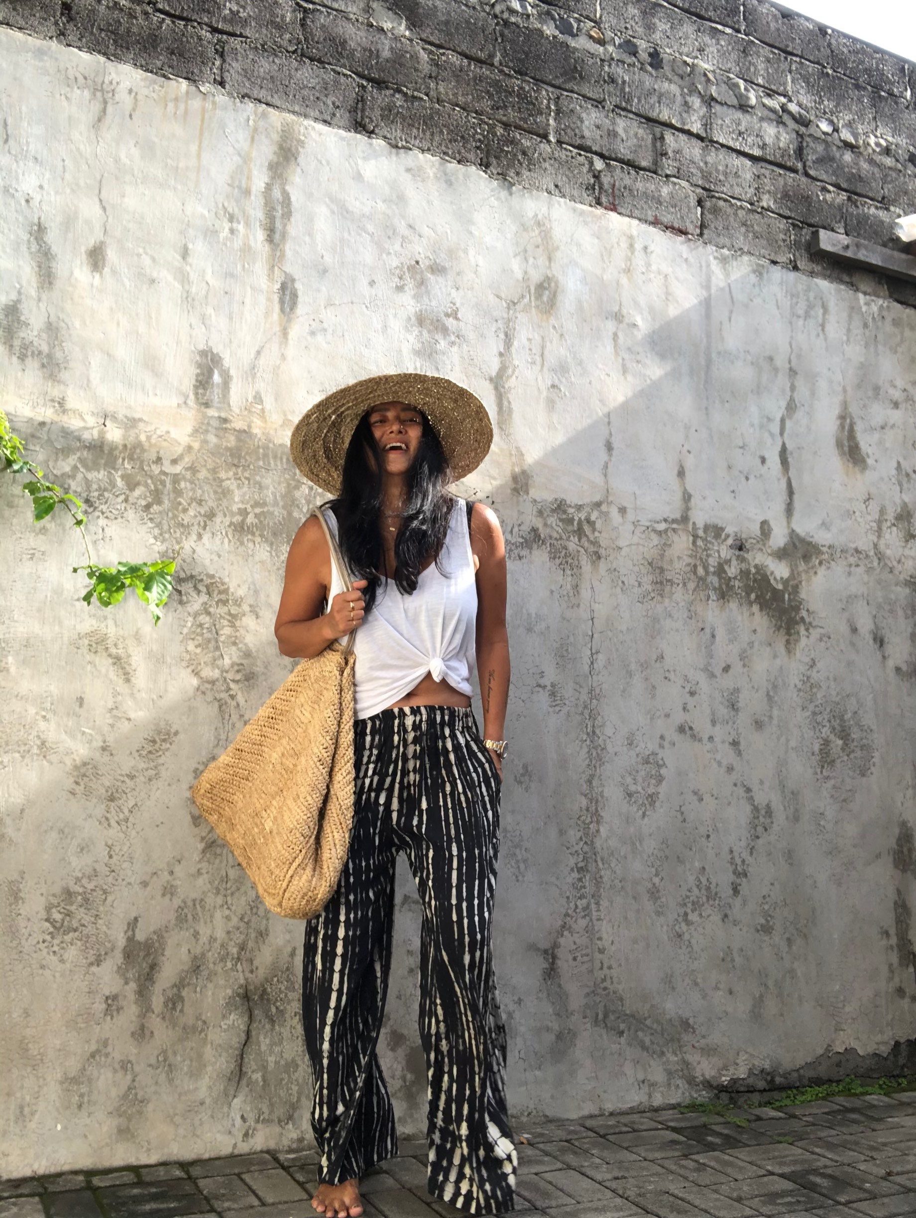 White flowy shop pants boho
