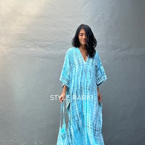 KT145/ Tie dyed ,Long Kaftan simple Dress, stylish, Elegant, Miami,lbiza,Holiday Dress,Evening dress,loose fit