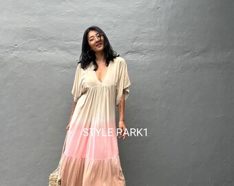 LV20/Maxi dress, Resort wear, Summer daily look, Boho dress,Simple,Home dress