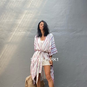 OKN119/Kimono Jacket ,Holiday,Boho,Loose Fit,jacket, beach cover up, Summer Cardigan image 4