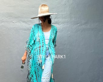 TP06/Tassel  kimono,Robe,Beach Kaftan,Long Cover Up,Bohemian Kimono