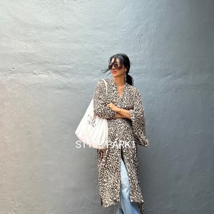 LKM13/Leopard Kimono, Robe, Summer,Unisex Kimono,Lounge wear,Tropical holiday image 7