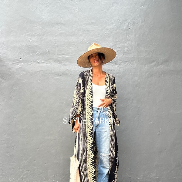 VLK117/Light Weight, Long Kimono, Robe, Summer,Unisex Kimono,Tall Women’s,Vacations, Holiday Look