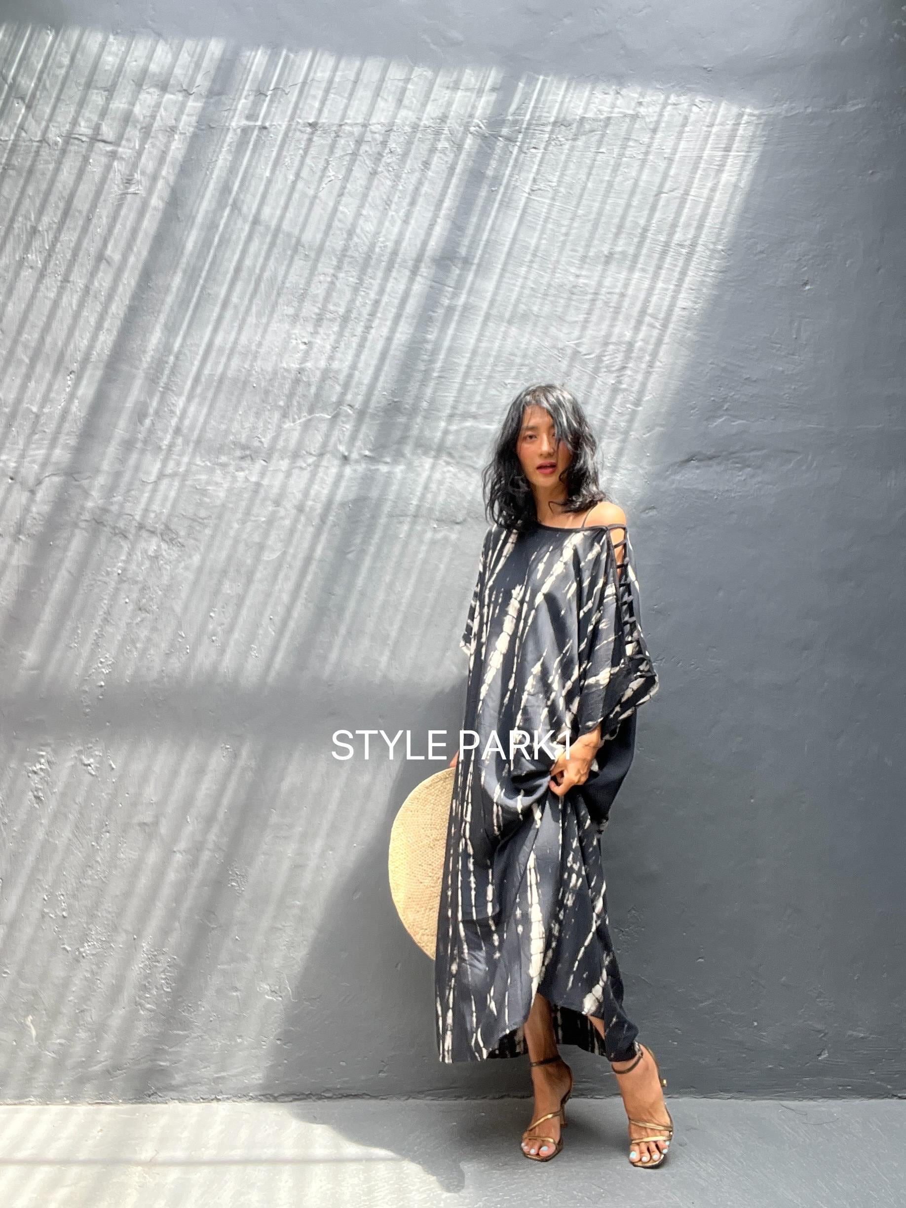 black and white beach dress Beach Dress, Cover up Dress,, Kaftan Dress, Black & White Tie Dye Print main image 1