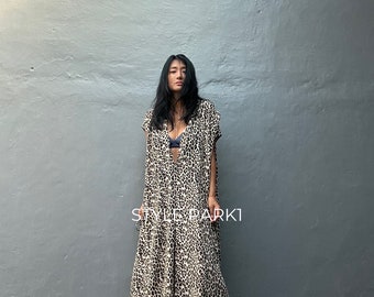 SMP10/Mono estampado leopardo, Vestido elegante, Mono de verano, Estilo de lujo, Boutique, Elegante, Vacaciones en Bali, Vestido de noche de verano