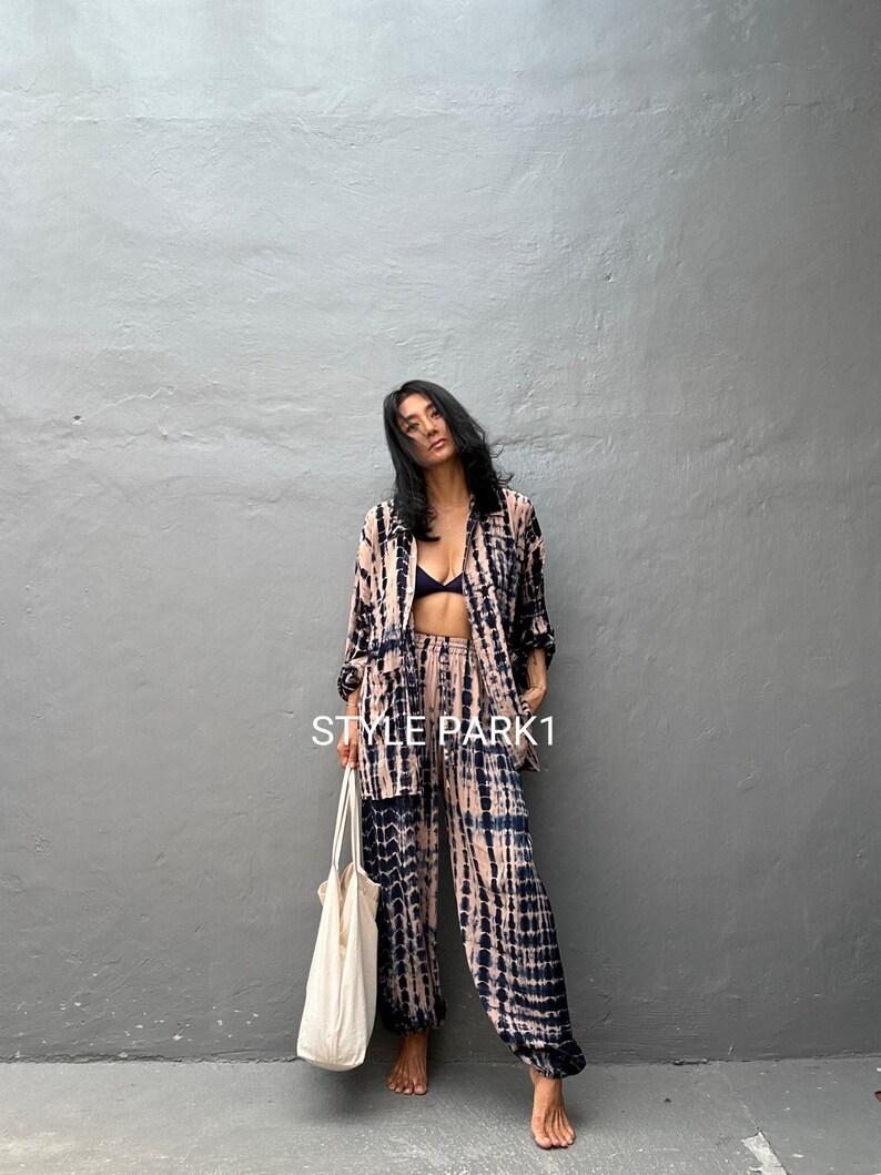 BSK130/Aladdin pants Two piece pajama set,Resort wear,Loose Fitting,Summer Outfits ,Unisex,Loungewear sets image 7