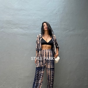 BSK130/Aladdin pants Two piece pajama set,Resort wear,Loose Fitting,Summer Outfits ,Unisex,Loungewear sets image 2