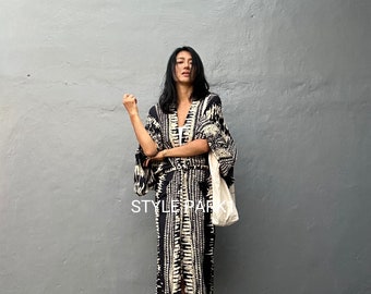 VLKB117/Light Weight Oversized length Long Kimono, Robe, Summer,Unisex Kimono,Tall Women’s,Vacations, Holiday Look