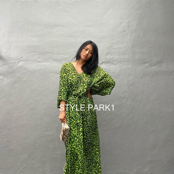 KTL85/For tall women,SexyLeopard print Long Length  Kaftan,simple Dress, Elegant, Miami,lbiza,Holiday Dress,Evening dress,loose fit,