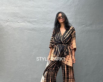 UM06/Two piece kimono set,Resort wear,Loose Fitting,Summer Outfits ,Unisex,Loungewear sets