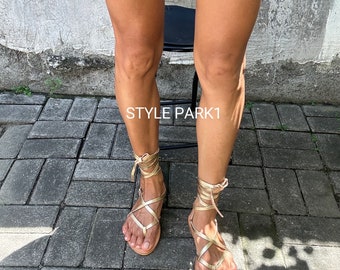 SD25/Gold Leather sandals, Natural color,Greek gladiator sandals,women sandals, women shoes