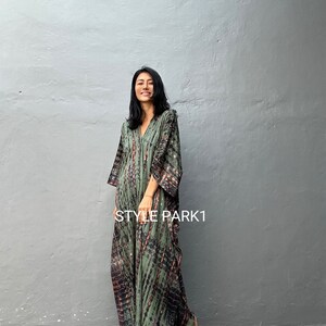 KT70/ Tie dyed ,Long Kaftan simple Dress, stylish, Elegant, Miami,lbiza,Holiday Dress,Evening dress,loose fit image 8