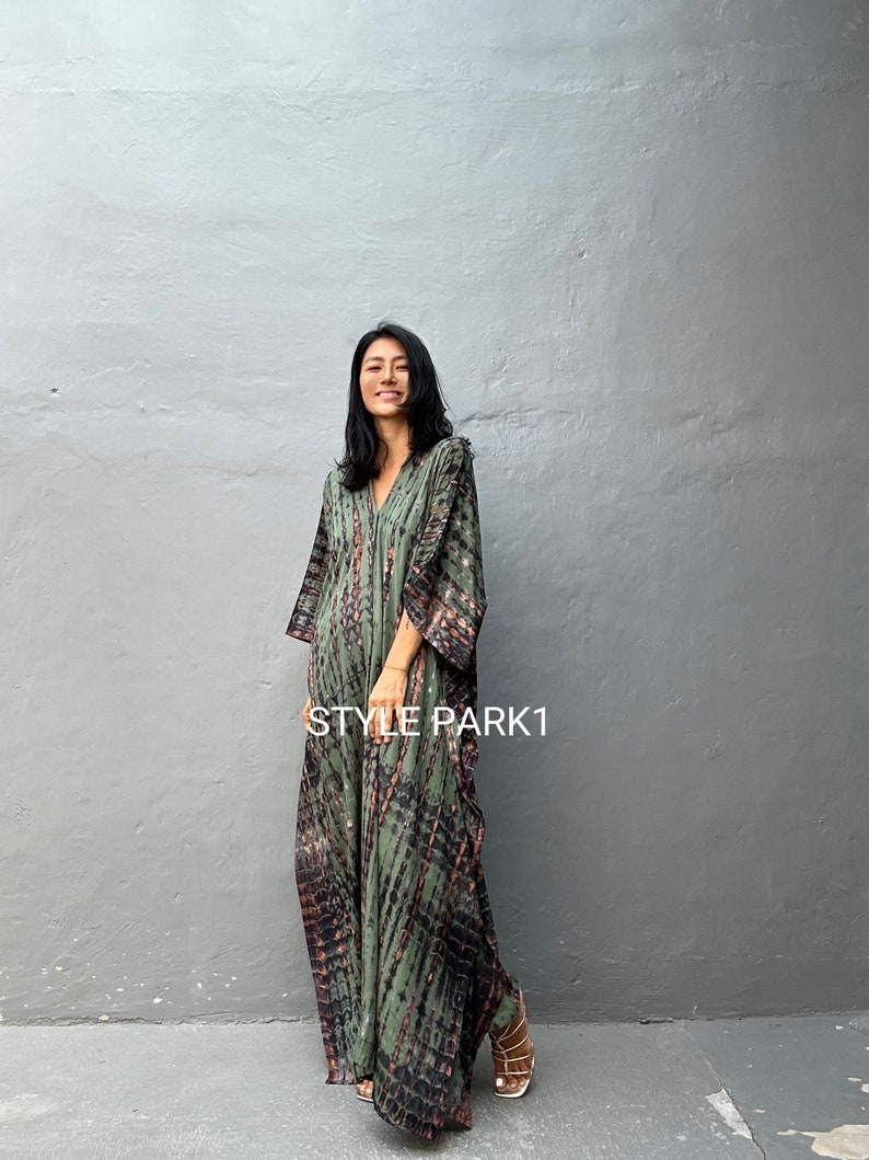 KT70/ Tie dyed ,Long Kaftan simple Dress, stylish, Elegant, Miami,lbiza,Holiday Dress,Evening dress,loose fit image 8