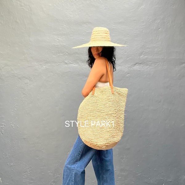 BA22/geweven tas, strandtas, oversized tas, raffiatas, natuurlijke tas, Bali-tas, boho chic