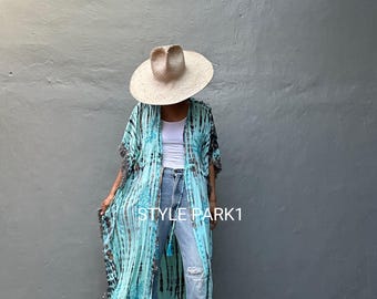 TP08/Tassel  kimono,Robe,Beach Kaftan,Long Cover Up,Bohemian Kimono