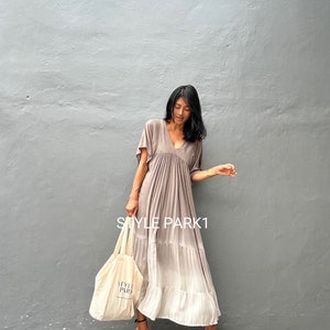 LV16/Maxi dress, Resort wear, Summer daily look, Boho dress,Simple,Home dress