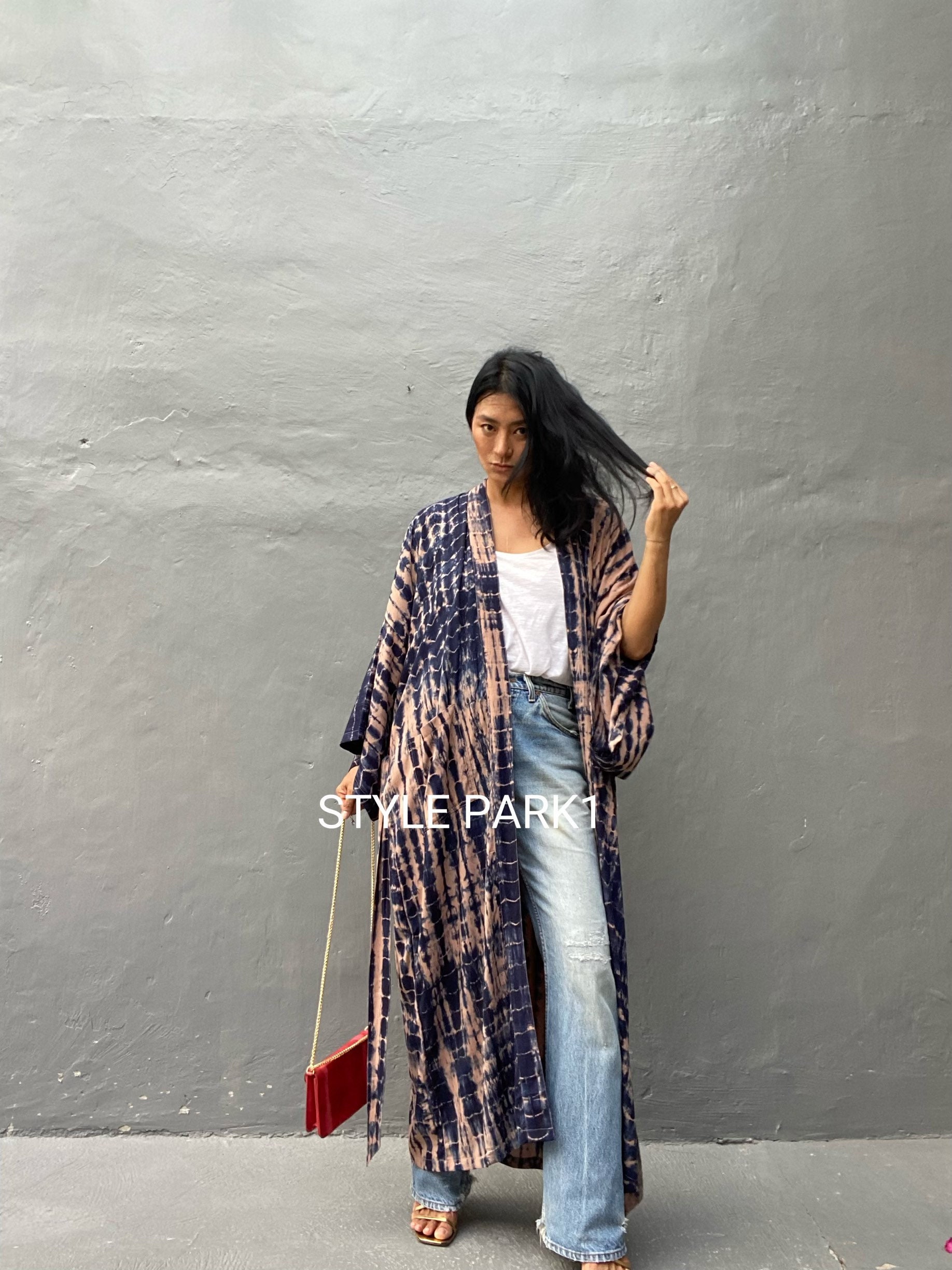 カンビオ 着物風KIMONO Denim Over Size Gown Lk130/long Kimono, Robe, Summer,unisex Kimono,tall Women's