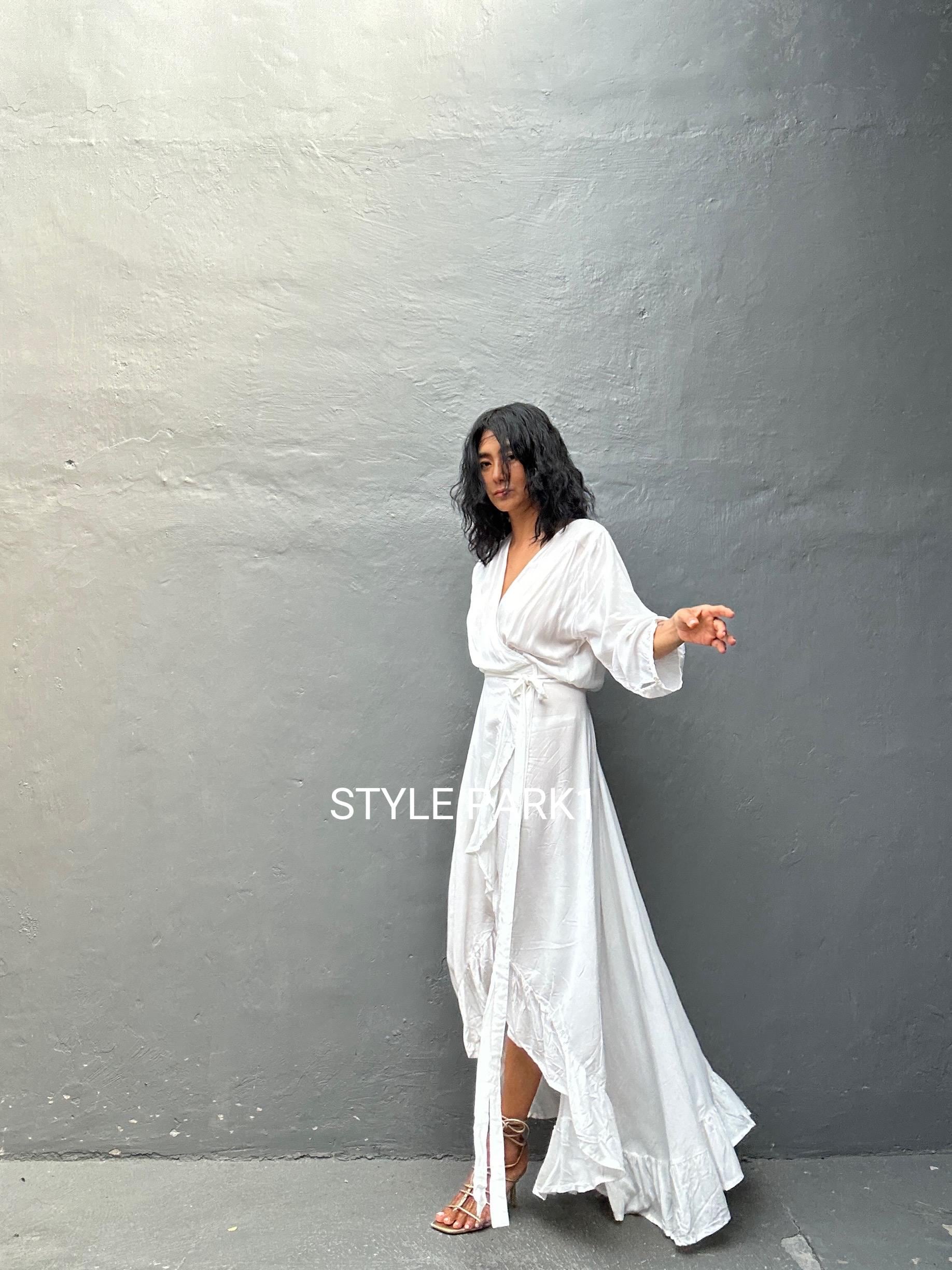 long beach wrap dress WV41/ Wrap Long Summer Dress, Beach Kimono ,sexy Dress,vacation Dress,holiday  Dress