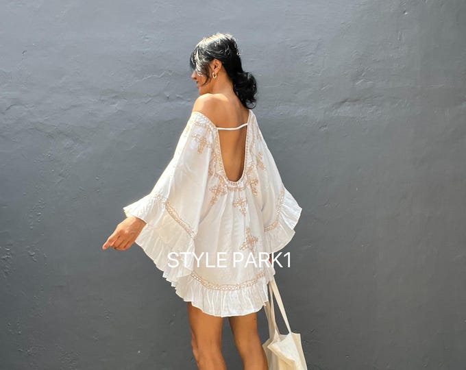 Audra - Boho V-Neck Kimono Beach Cover-Up Dress main image 0