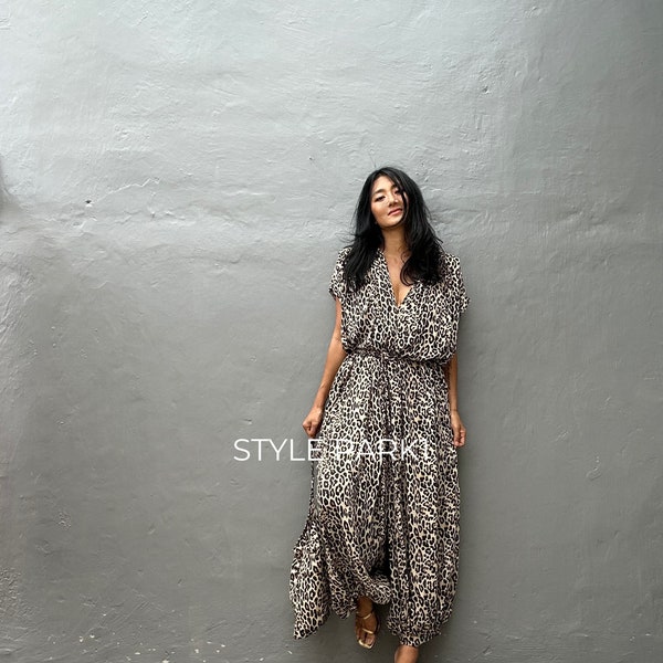 SMK10/Leopard print Jumpsuit, Stylish dress, Summer jumpsuit, Luxury style , Boutique, Elegant, Bali vacation, Summer night dress