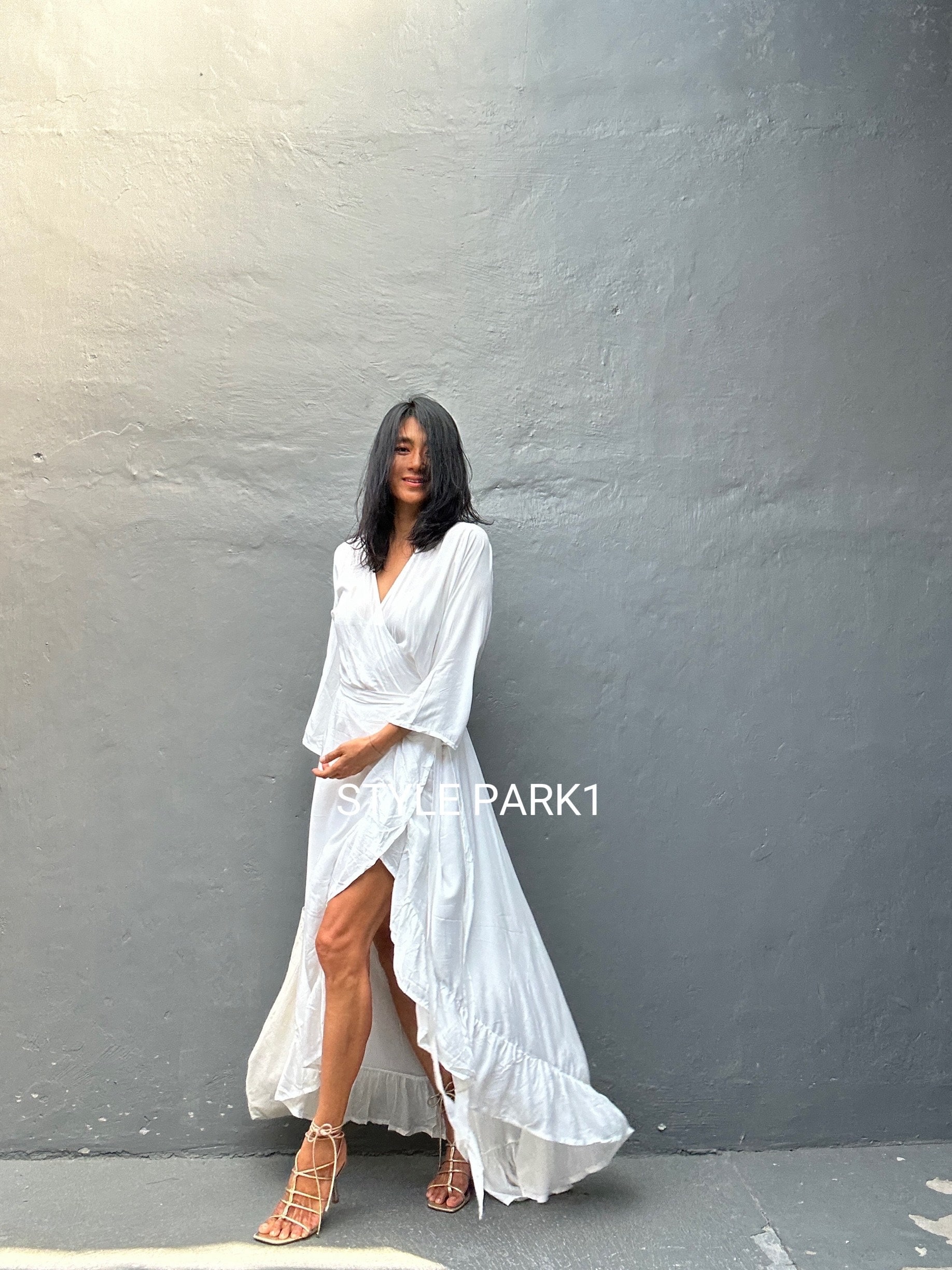white flowy wrap dress Wp41/wrap Maxi Dress, Bali Resort Wear, Summer Vacation Dress, Travel Outfit summer white linen dress