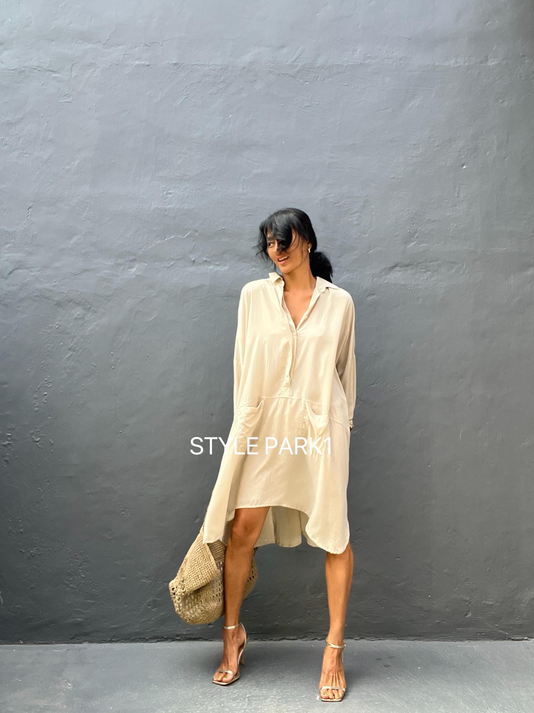 loose fit shirt dress for women JIMS43/ Shirt dress,Tunic dress,knee length dress,Loose top, Summer women dress,Stylish,Tunic top