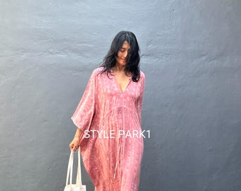 DF/ULS78/Rayon Kaftan Dress: Boho Arab Style Lounge Wear