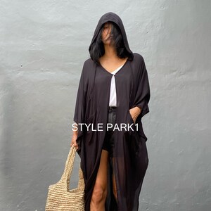 HD09/Swim cover up Black Stylish Hooded poncho, poncho,beach cover up, for Arab womens ,Resort wear zdjęcie 10