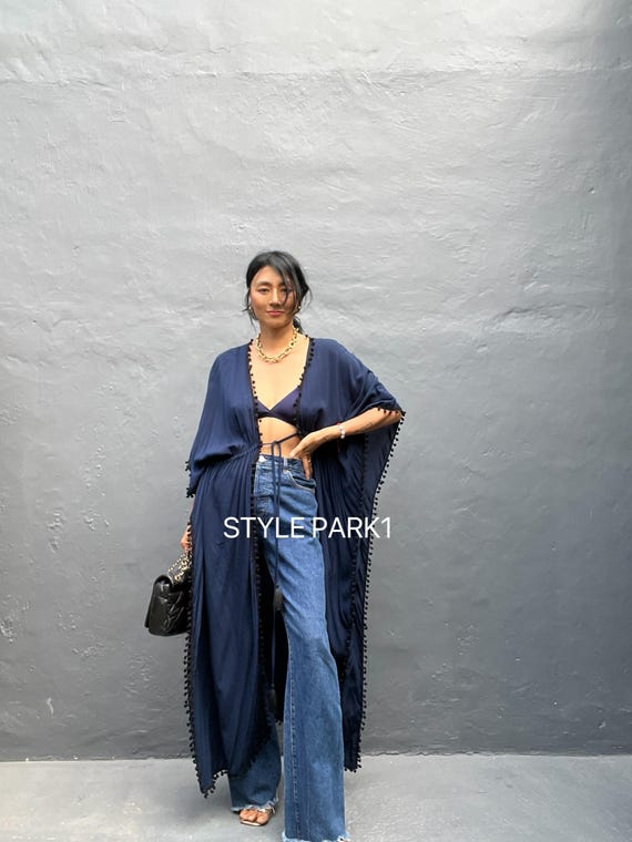 Pareo Copricostume Con Pon Pon PP24/Kimono Con Pompon, Vestaglia