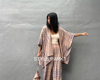 UM13/Two piece kimono set,Resort wear,Loose Fitting,Summer Outfits ,Unisex,Loungewear sets