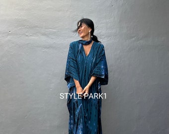 KT158/ Tie dyed ,Long Kaftan simple Dress, stylish, Elegant, Miami,lbiza,Holiday Dress,Evening dress,loose fit,Sharon