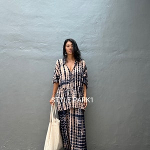 BSK130/Aladdin pants Two piece pajama set,Resort wear,Loose Fitting,Summer Outfits ,Unisex,Loungewear sets image 6