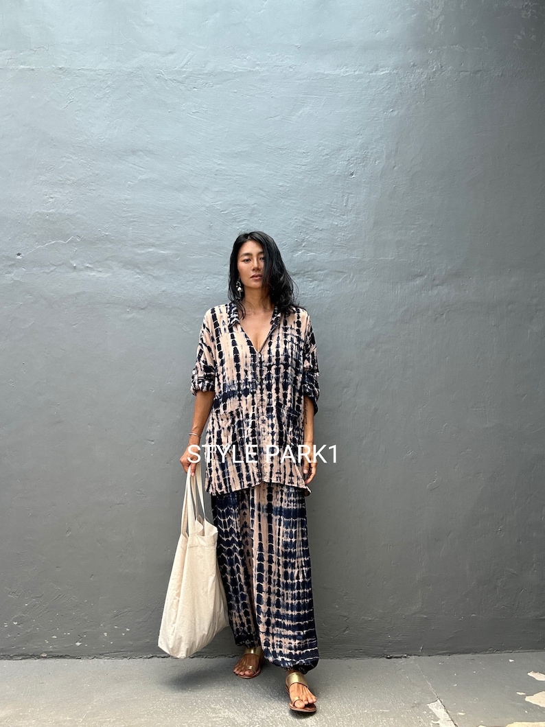 BSK130/Aladdin pants Two piece pajama set,Resort wear,Loose Fitting,Summer Outfits ,Unisex,Loungewear sets image 6