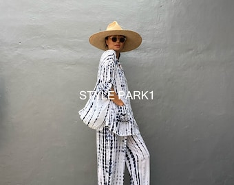 BS07/Two piece pajama set,Resort wear,Loose Fitting,Summer Outfits ,Unisex,Loungewear sets