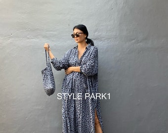 JIML26/Sexy Leopard Long Shirt dress,Maxi dress,,Loose top, Summer women dress,Stylish